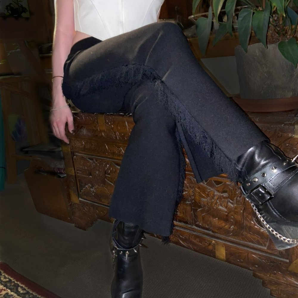 Black Fringe Trousers
